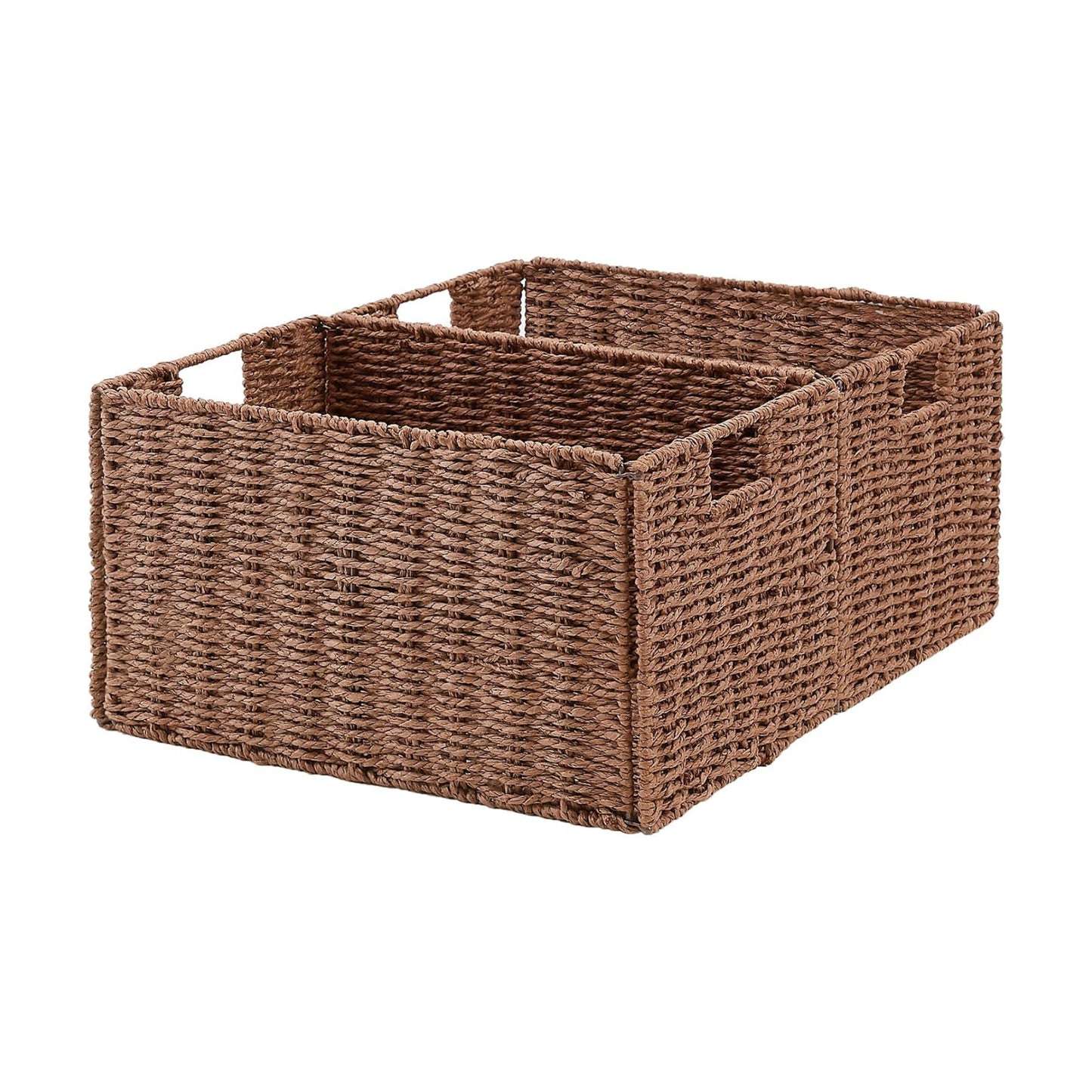 Wicker Storage Basket / Brown / 15.2"D x 10"W x 8.6"H / Set of 2