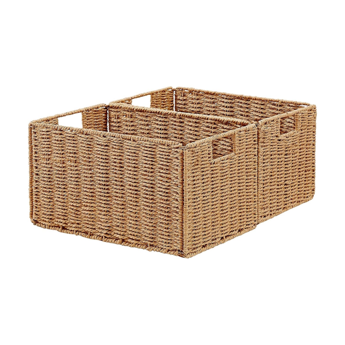 Wicker Storage Basket / Natural / 15.2"D x 10"W x 8.6"H / Set of 2