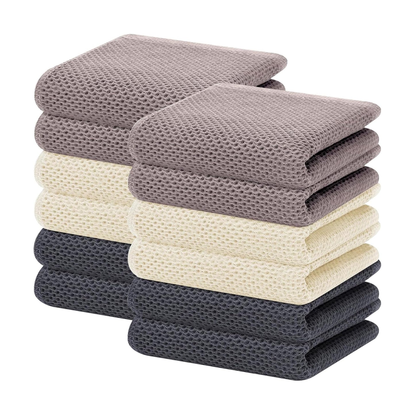 Homaxy 100% Cotton Waffle Weave Kitchen Dish Towels 12-Pack, Mixed Color | 13 x 28 Inches, Ultra Soft Absorbent Dish