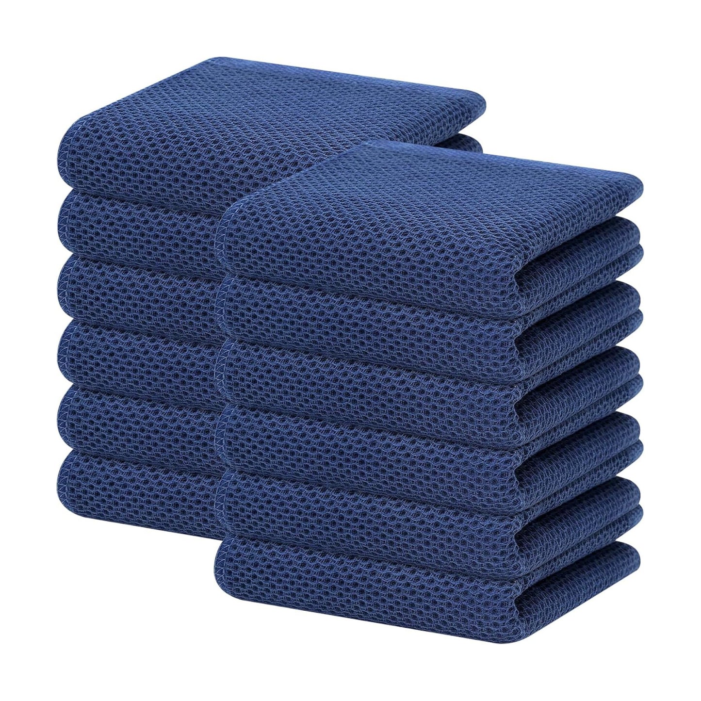 Homaxy 100% Cotton Waffle Weave Kitchen Dish Towels 12-Pack, Navy Blue | 13 x 28 Inches, Ultra Soft Absorbent Dish