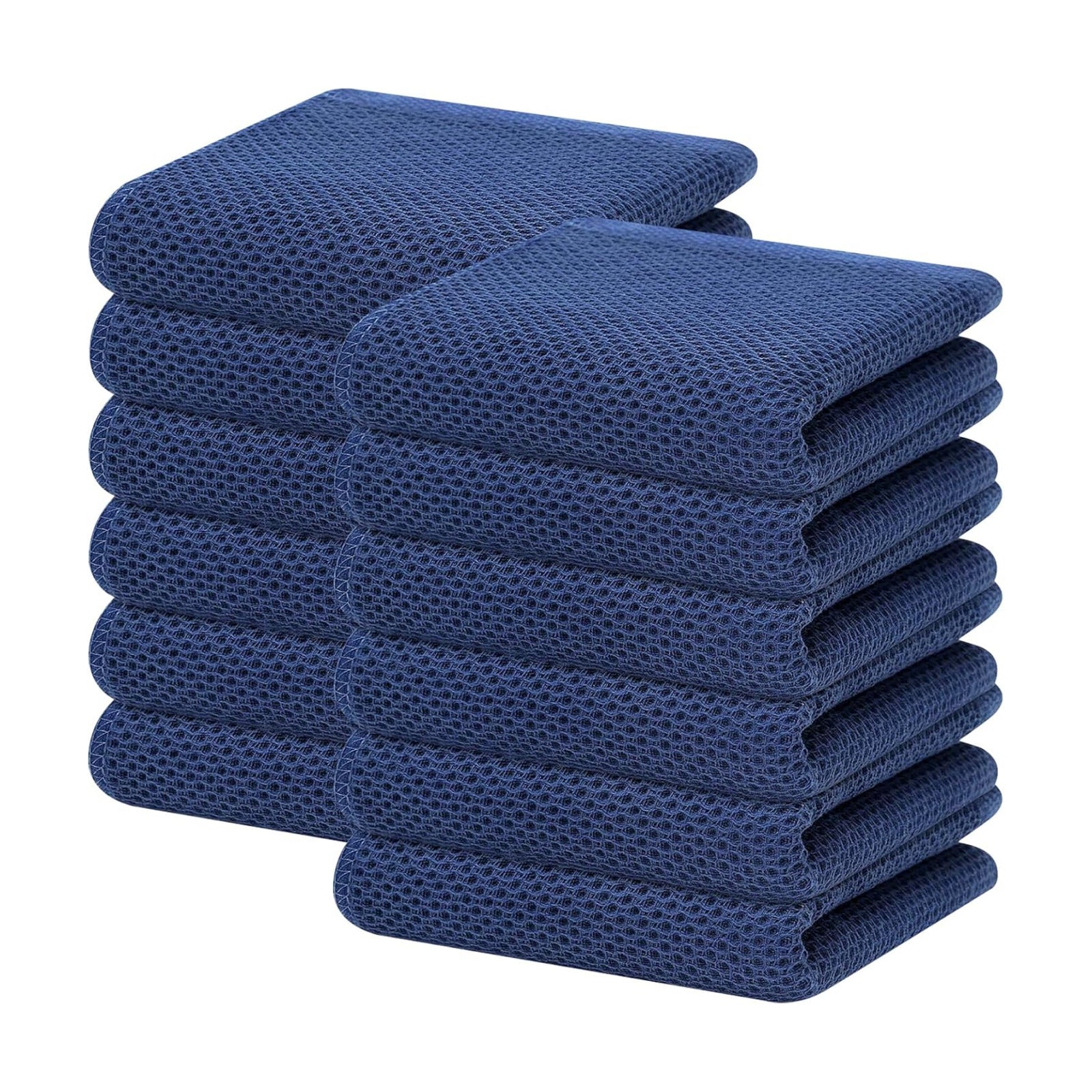 Homaxy 100% Cotton Waffle Weave Kitchen Dish Towels 12-Pack, Navy Blue | 13 x 28 Inches, Ultra Soft Absorbent Dish