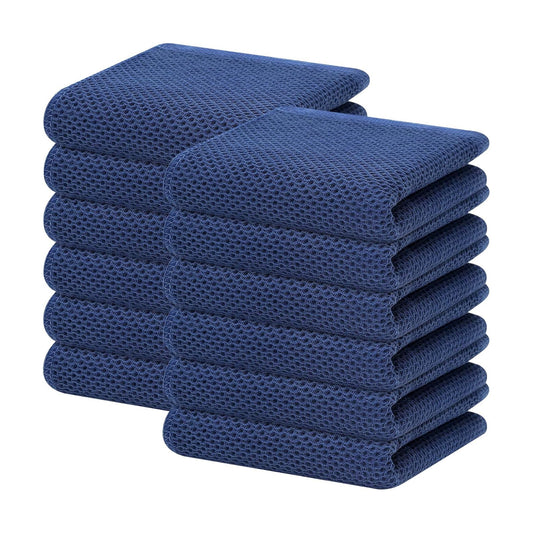 Homaxy 100% Cotton Waffle Weave Kitchen Dish Towels 12-Pack, Navy Blue | 13 x 28 Inches, Ultra Soft Absorbent Dish