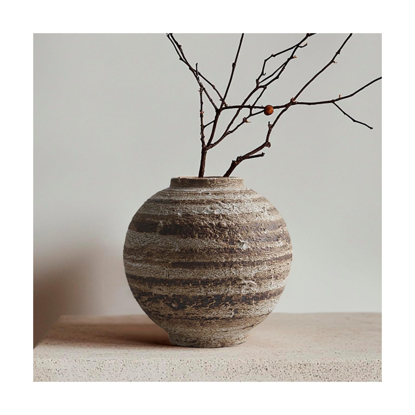 Boho Vase / Ceramic Farmhouse Vase Rustic Decor / 5.5 Inch Retro Brown