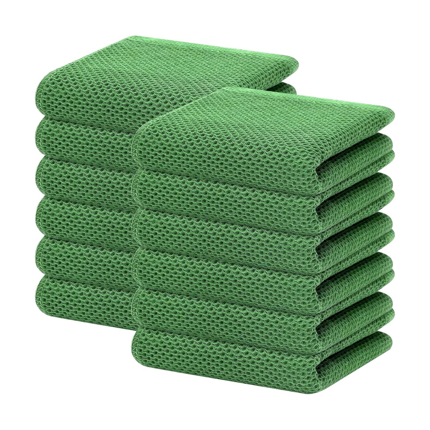 Homaxy 100% Cotton Waffle Weave Kitchen Dish Towels 12-Pack, Grass Green | 13 x 28 Inches, Ultra Soft Absorbent Dish