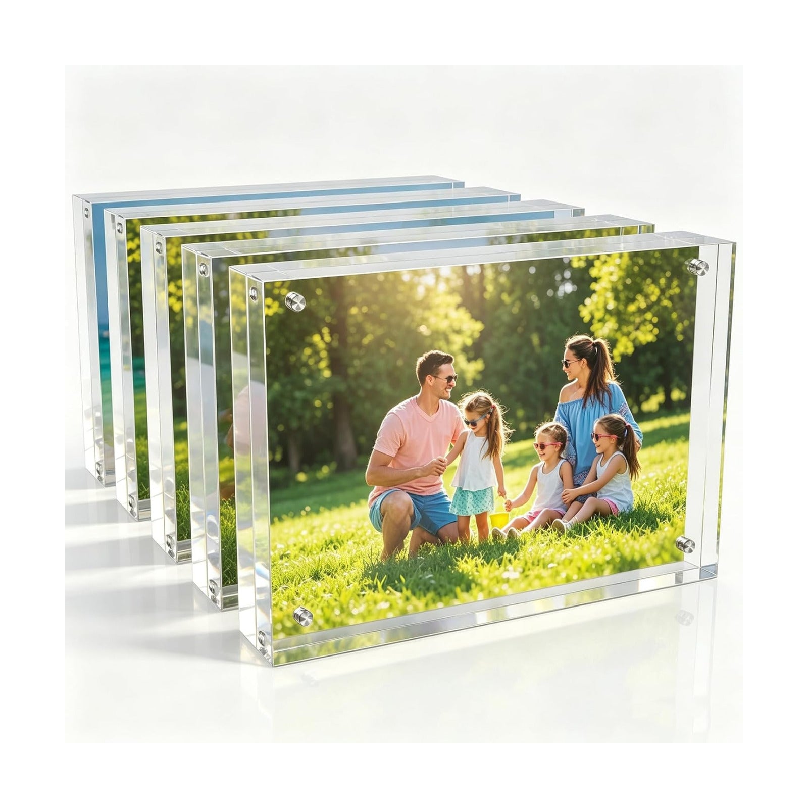 4x6 Inch Acrylic Picture Frame 5 Pack, 10+10mm Magnetic Photo Frame | High-clarity Acrylic, for 4x6 Pictures