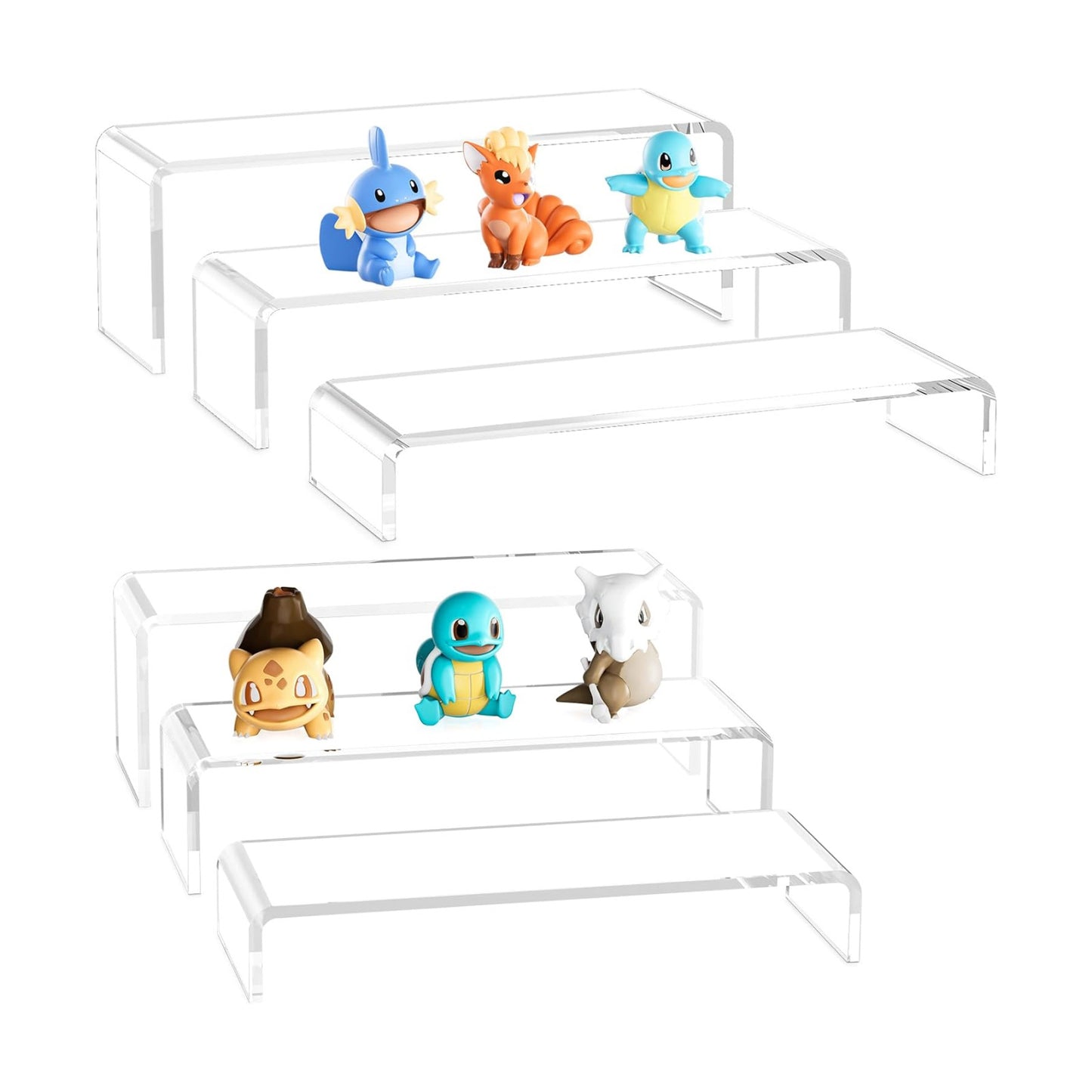 4mm-Thickened Transparent Display Stand shelf / Clear Rectangle 2 Sets / Set of 6