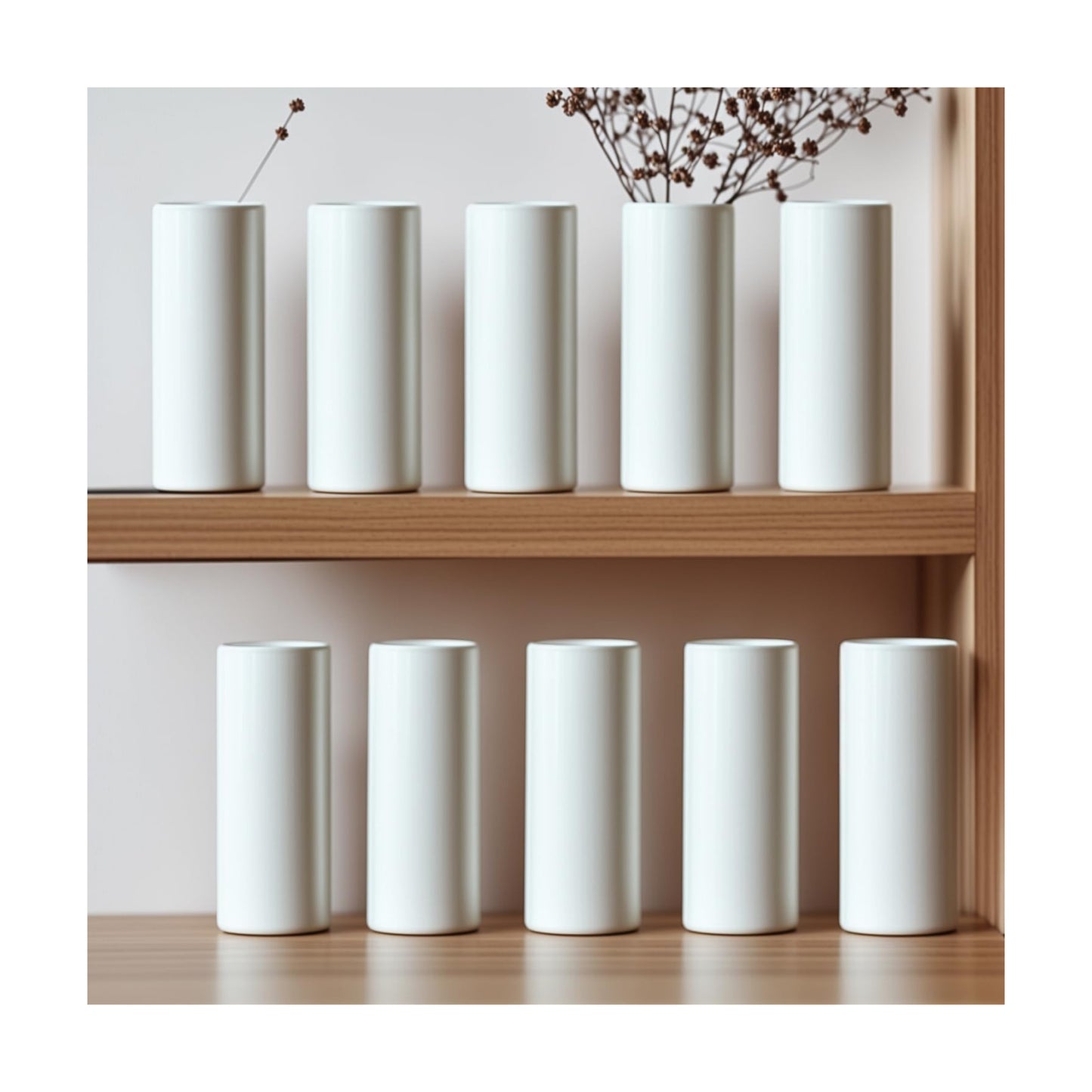 5.51'' Small Modern White Ceramic Vase / White - Style 3 / Set of 10