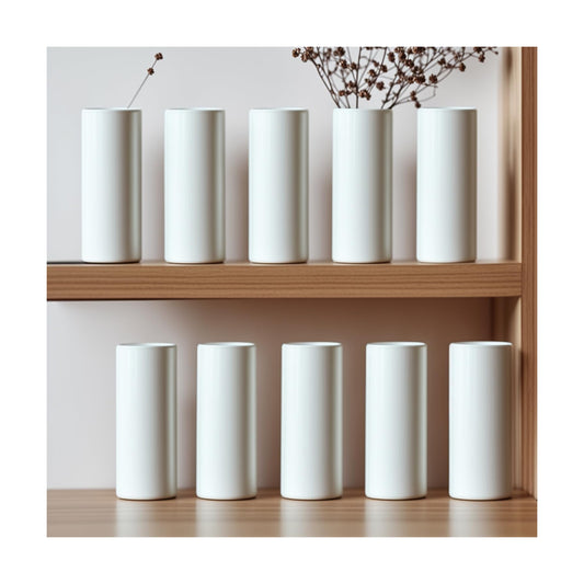 5.51'' Small Modern White Ceramic Vase / White - Style 3 / Set of 10