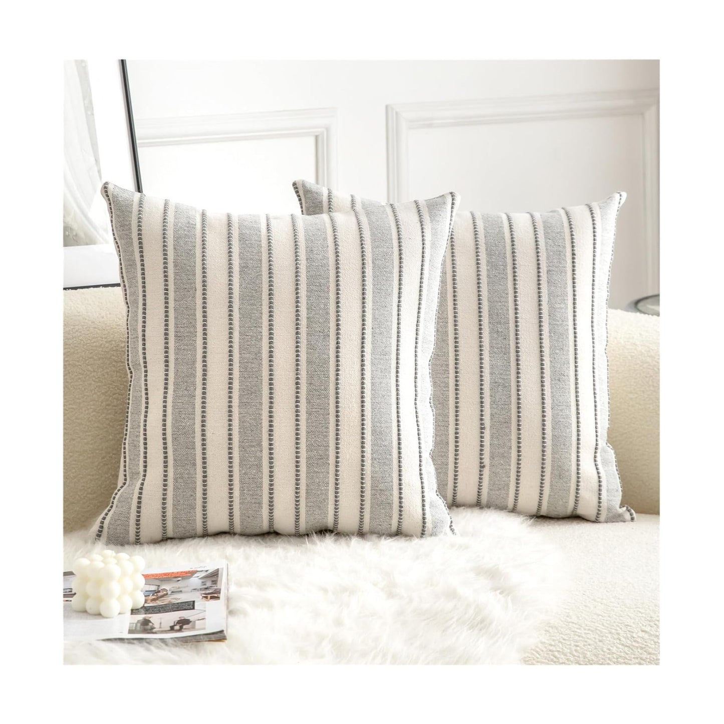 Farmhouse Textured Pillow Case / Grey / 18 x 18 / Set of 2