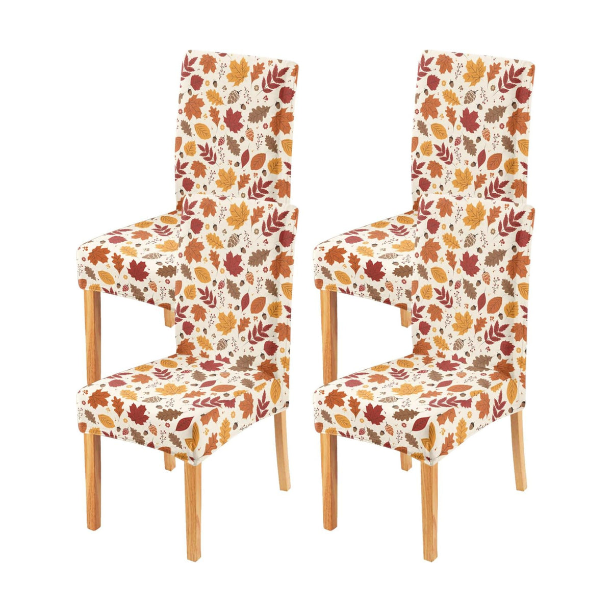 Fall Chair Covers Set of 4,Thanksgiving Parsons Chair slipcovers,Fall Leaves Kitchen Dining Room Decor Chair Seat Cover Protectors(Fall Leaf,4 Pack)