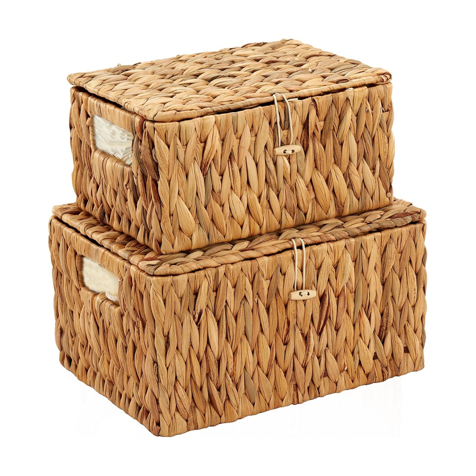 Wicker Basket / Large & Small Storage Basket / 13 x 10 x 7 / Natural with Lid