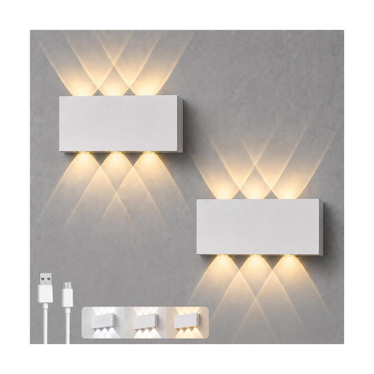 Shelprojsu 2 Pcs LED Magnetic Wall Sconce Lights,5000mAh Wireless Bedside Wall Light USB Rechargeable Reading Wall