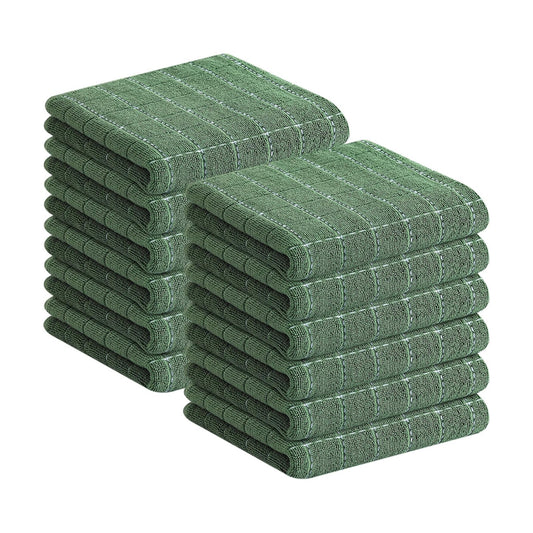 Homaxy 100% Cotton Terry Kitchen Towels, 12 Pack, Grass Green | Ultra Soft and Absorbent Dish Towels for Kitchen