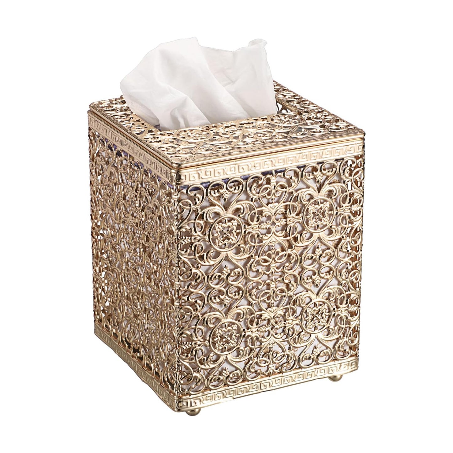 Metal Tissue Box Holder Stylish Tissue Cover Cube Tissue Box / Gold