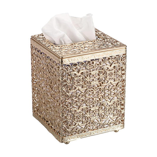 Metal Tissue Box Holder Stylish Tissue Cover Cube Tissue Box / Gold
