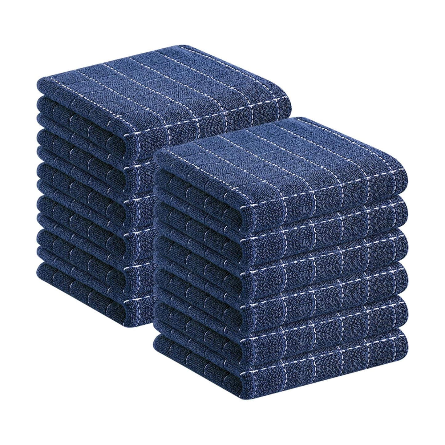 Homaxy 100% Cotton Terry Kitchen Towels, 12 Pack, Navy Blue | Ultra Soft and Absorbent Dish Towels for Kitchen