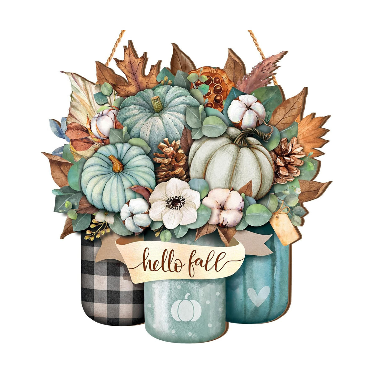Boao Blue Hello Fall Door Decorations for Home Thanksgiving Decor