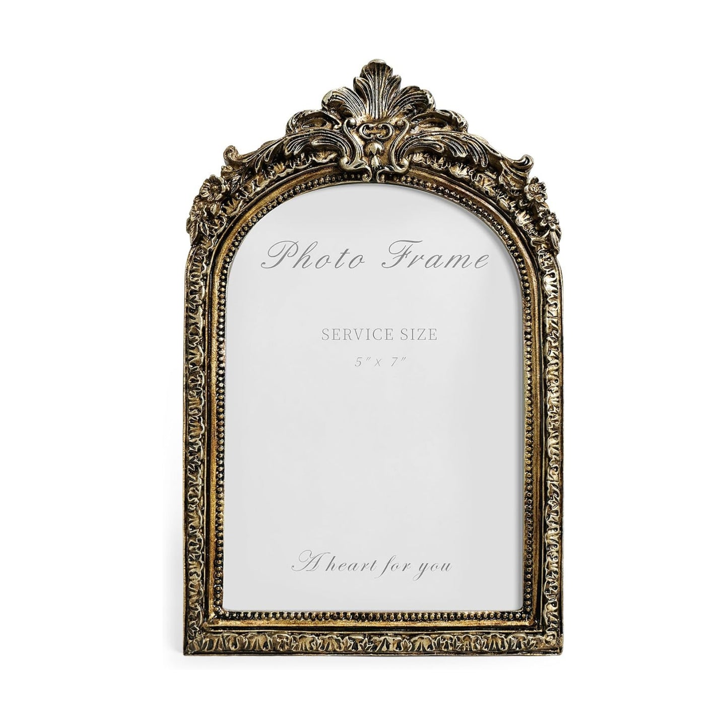 Vintage Bronze Photo Frame Hand-Crafted Resin / Vintage Arch / 5 x 7 / Gold