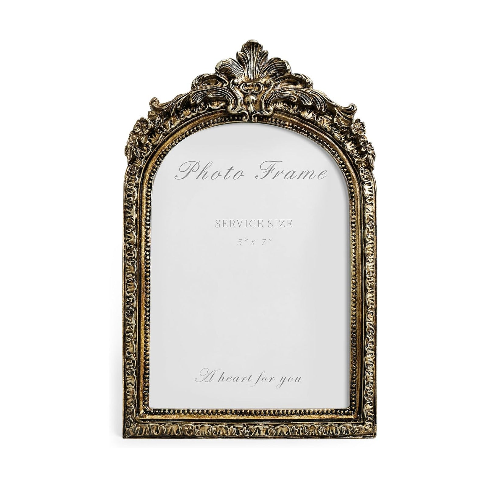 Vintage Bronze Photo Frame Hand-Crafted Resin / Vintage Arch / 5 x 7 / Gold