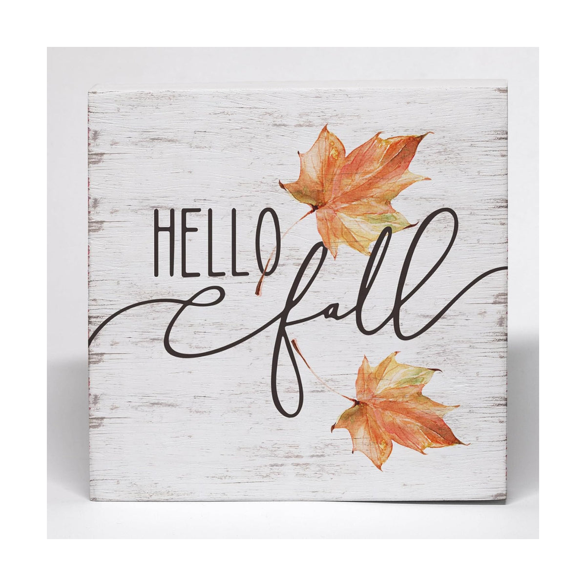 Hello Fall Wood Box Sign, Maple Leaves Desk Shelf Decor, Autumn Decor, Farmhouse Fall Wooden Box Block Sign