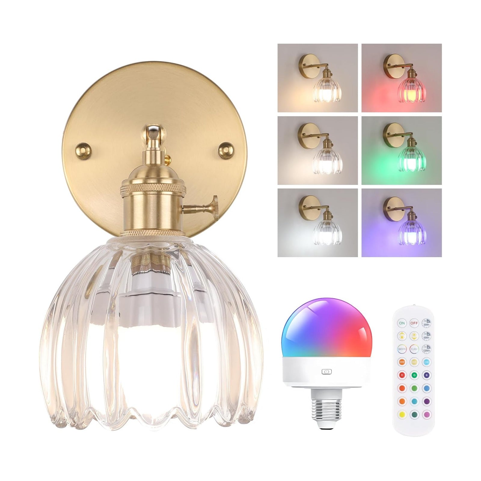 Vintage Wall Sconce / Clear / Battery Operated