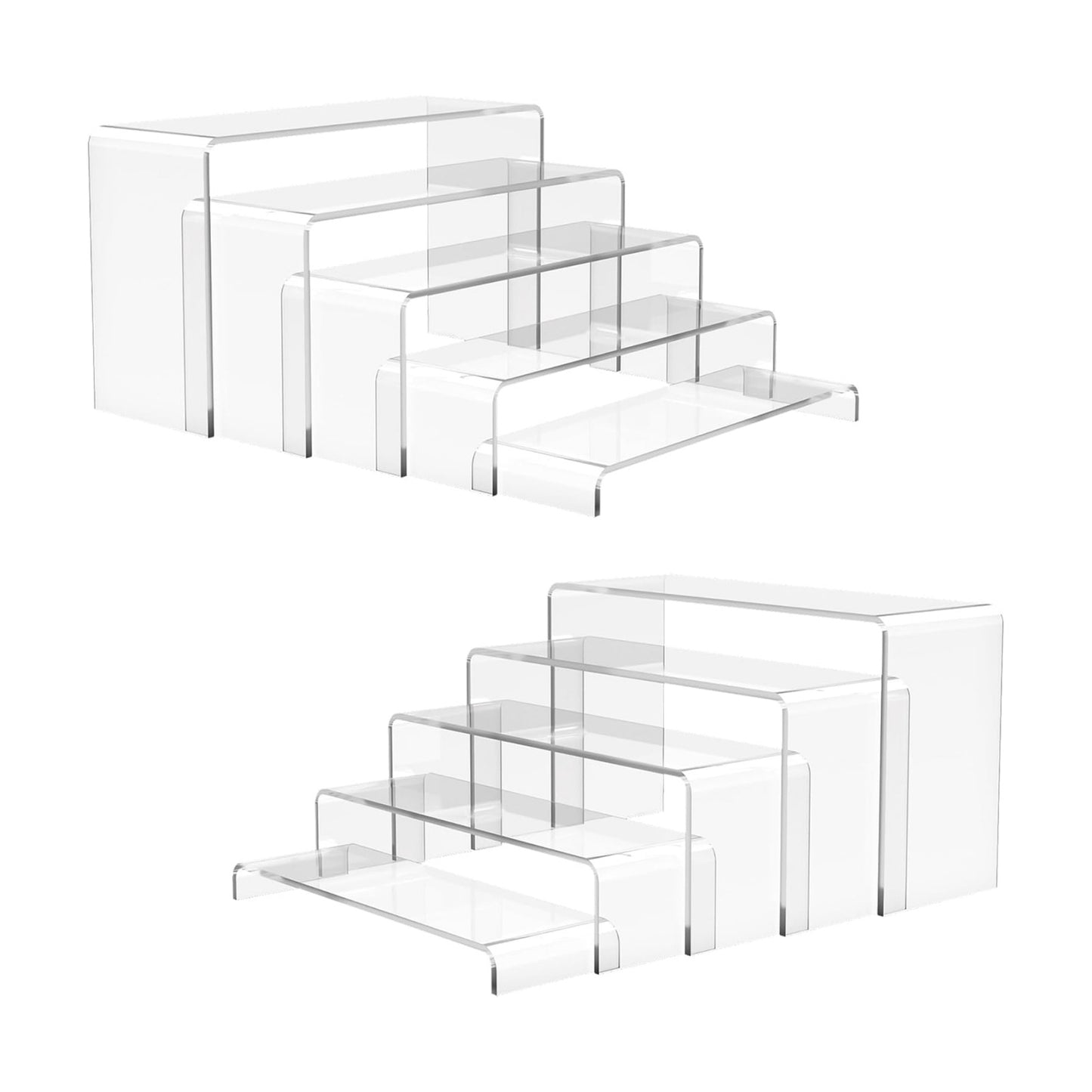10 Pack Acrylic Display Risers, 2 Set(7”L~8”L~9”L) Perfume Stand Organizer, Easy to Store Clear Cupcake Stand, Display
