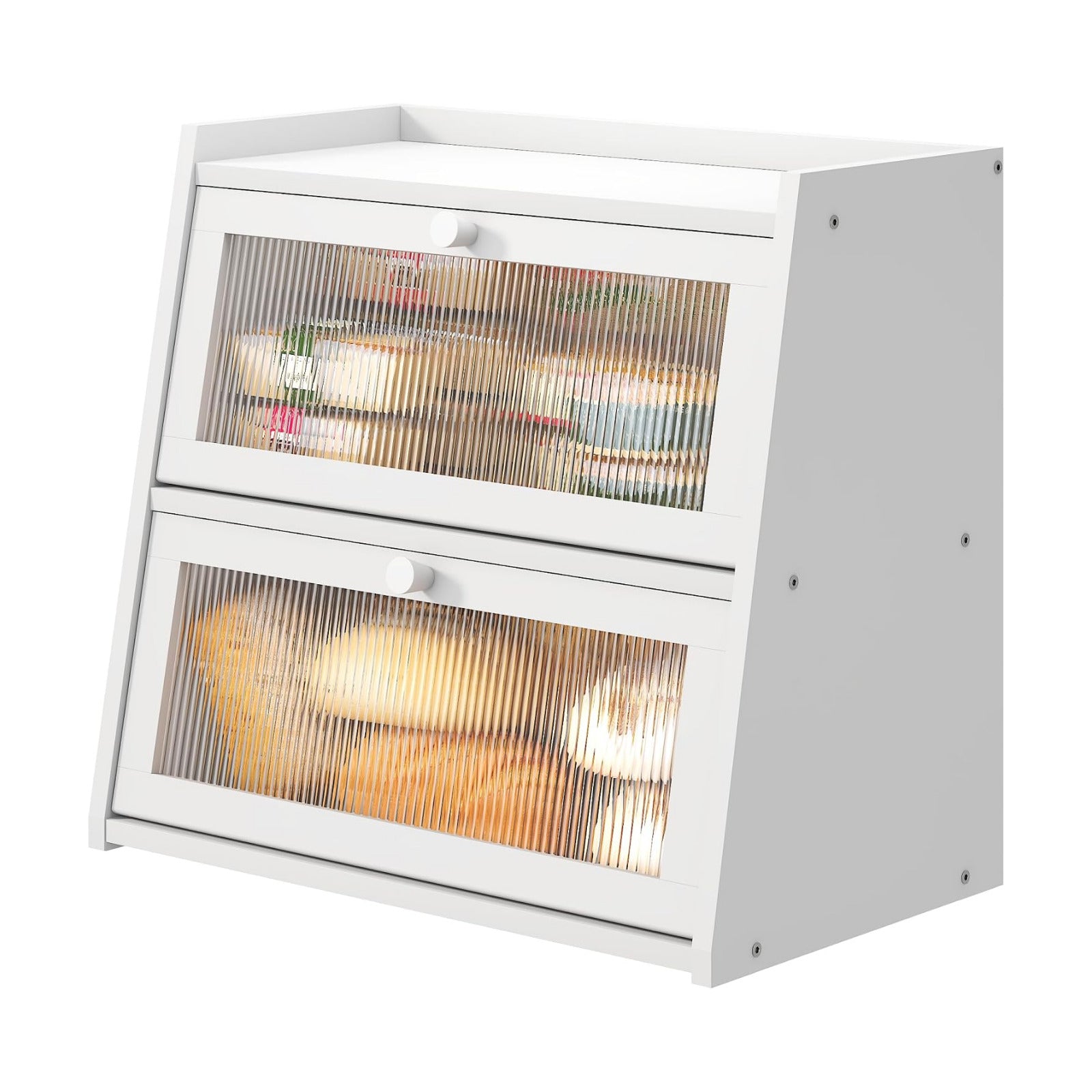 viewcare White Bread Box for Kitchen Counter, Large Bread Box With Cutting Board, Bamboo Wood Large Capacity Bread