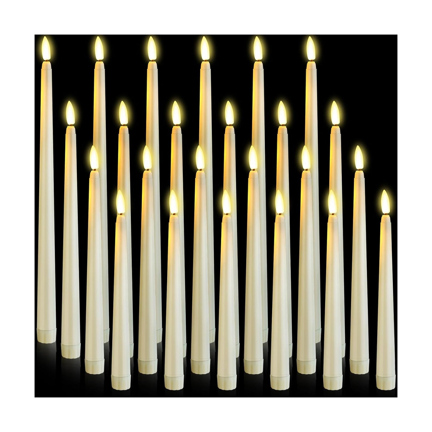 Rossesay 24 Pcs Flameless LED Taper Candles Battery Operated Candle 8.5", 9.65", 10.8", 12.8" Flameless Candlesticks
