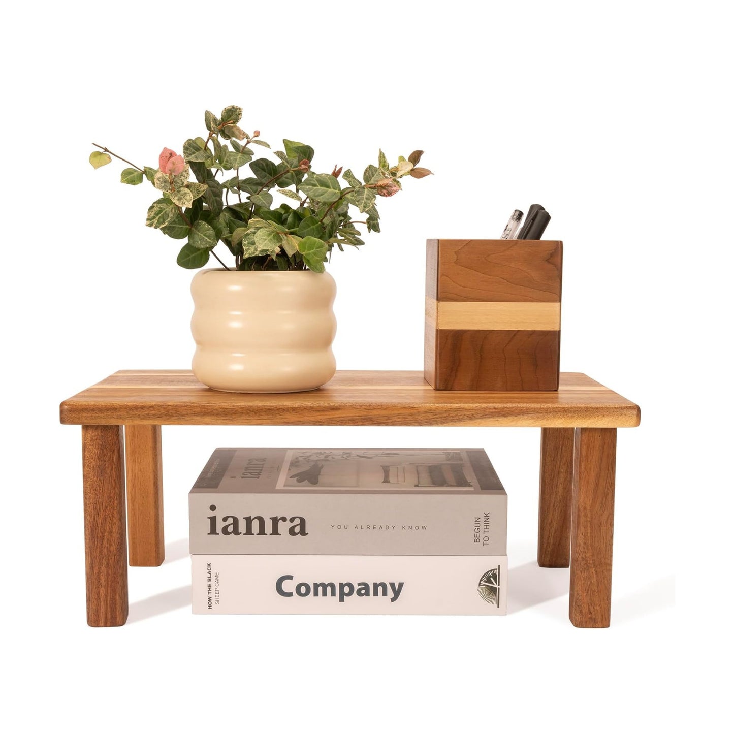 Acacia Wooden Desktop Organizer Shelf Kitchen Cabinet and Counter Riser Display Shelf for Top
