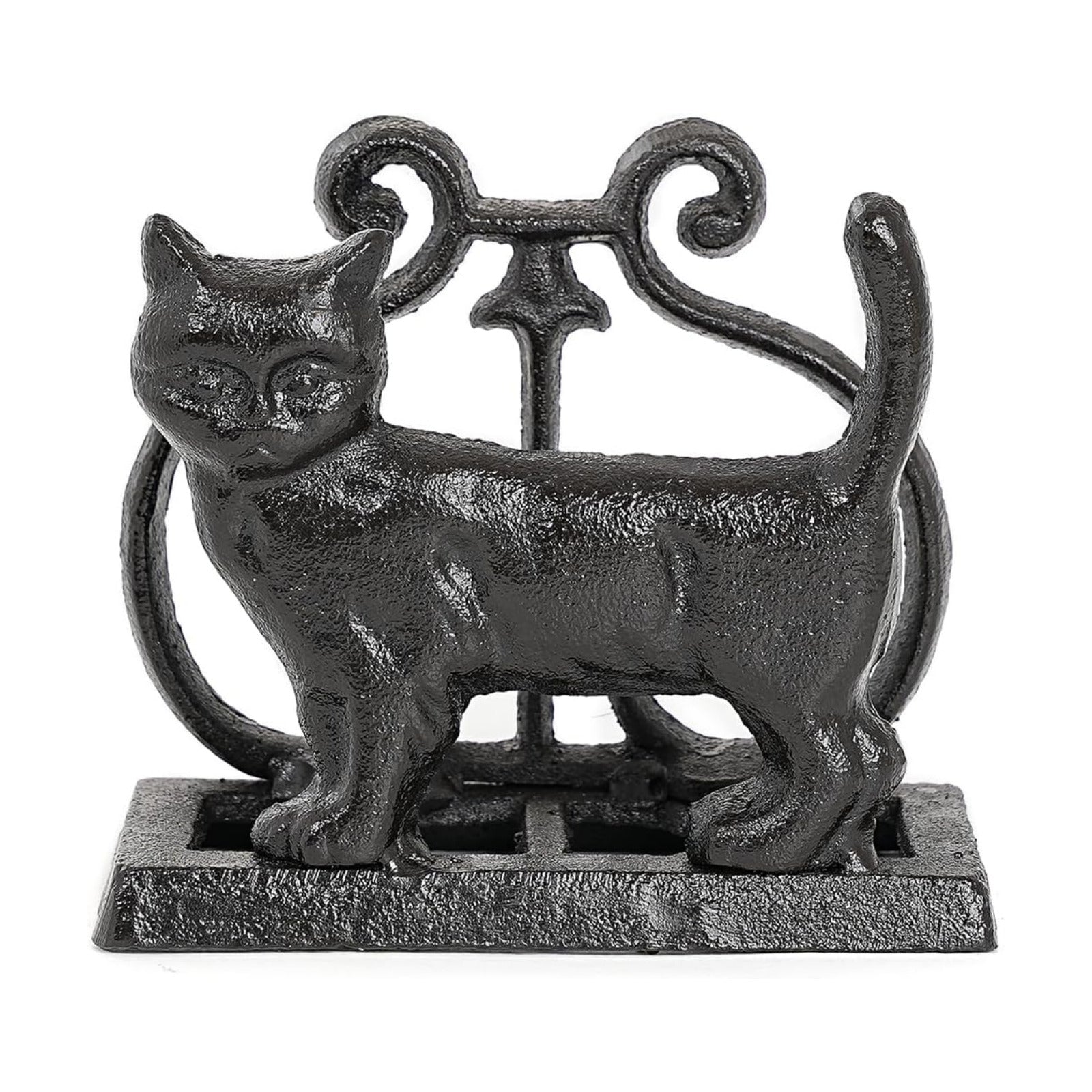 Vintage Cast Iron Napkin Holder / Standing Cat