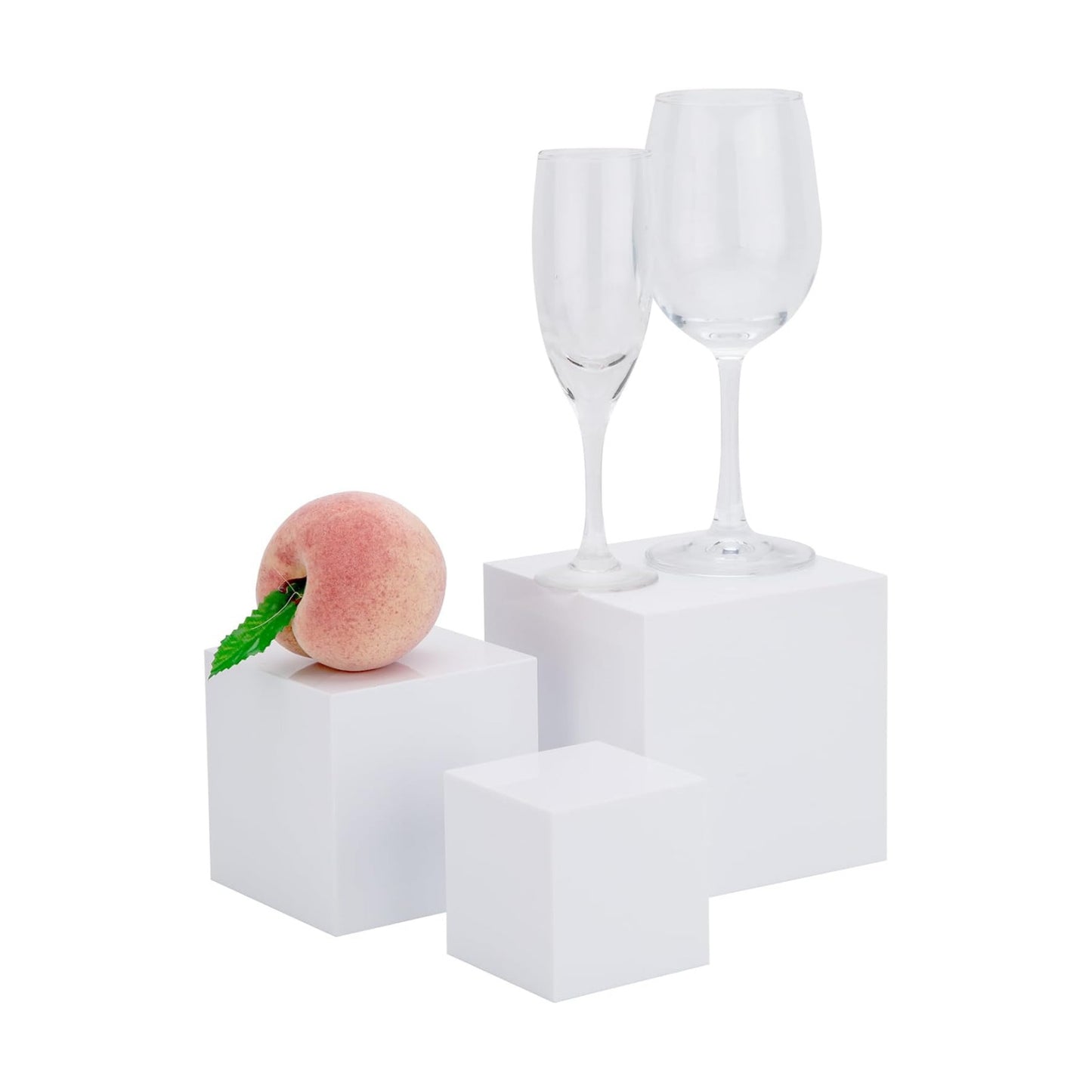 Clisela Acrylic Cube Display Stands Box Risers / White / Set of 3