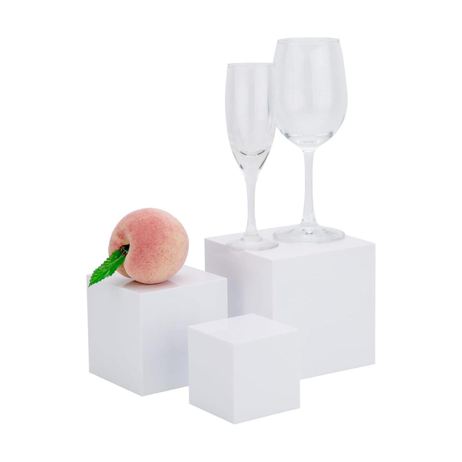 Clisela Acrylic Cube Display Stands Box Risers / White / Set of 3