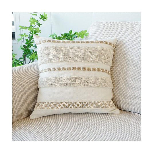 Boho Throw Pillow Cover Tassels Textured Striped Bed / 18 x 18 / Throw Pillow Covers / Pattern B