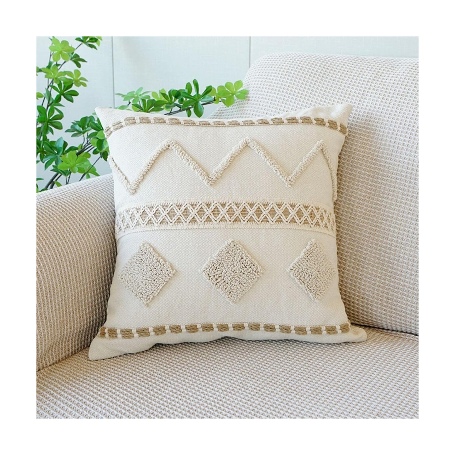 Boho Throw Pillow Cover Tassels Textured Striped Bed / 18 x 18 / Throw Pillow Covers / Pattern C