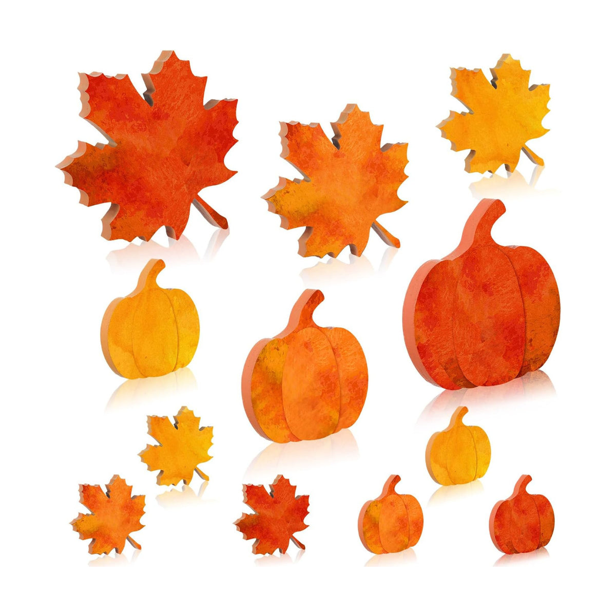 Bencailor 12 Pcs Fall Table Decoration Pumpkin Maple Leaf Tiered Tray Decor