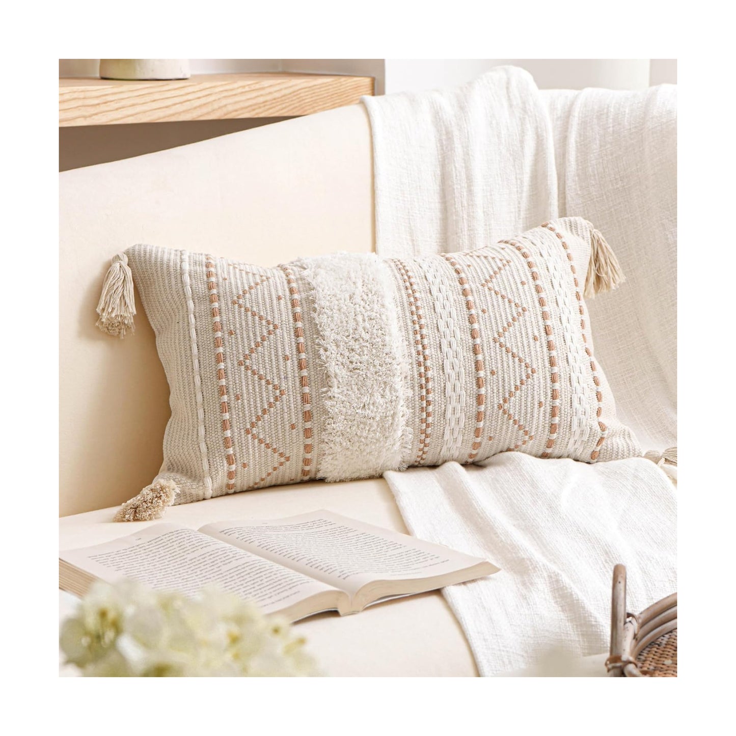 Lumbar Pillow Cover / 20 x 12 / Beige