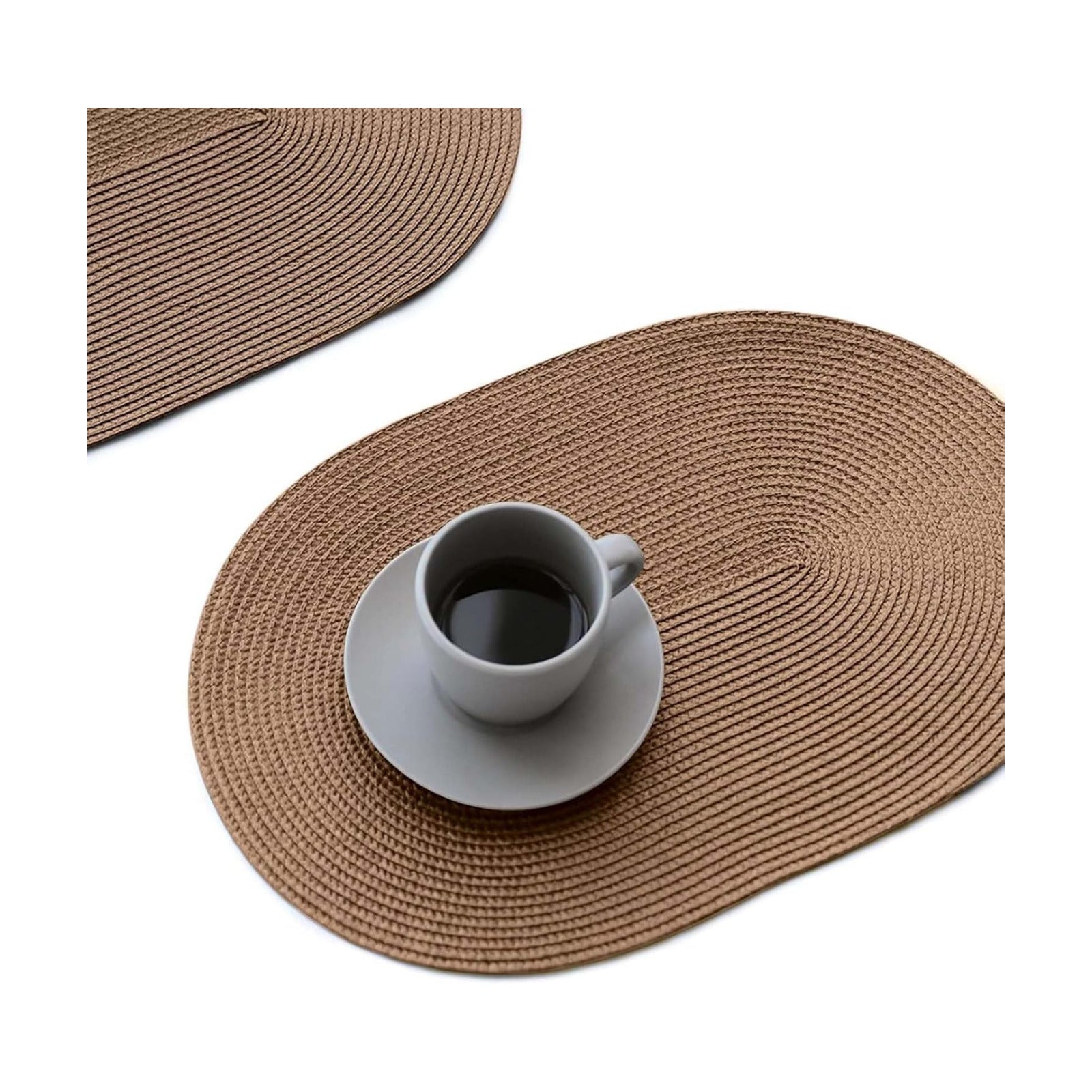 FunWheat Oval Braided Placemats Set of 8 Table Mats for Dining Tables Washable Heat Resistant Place Mats for Indoor