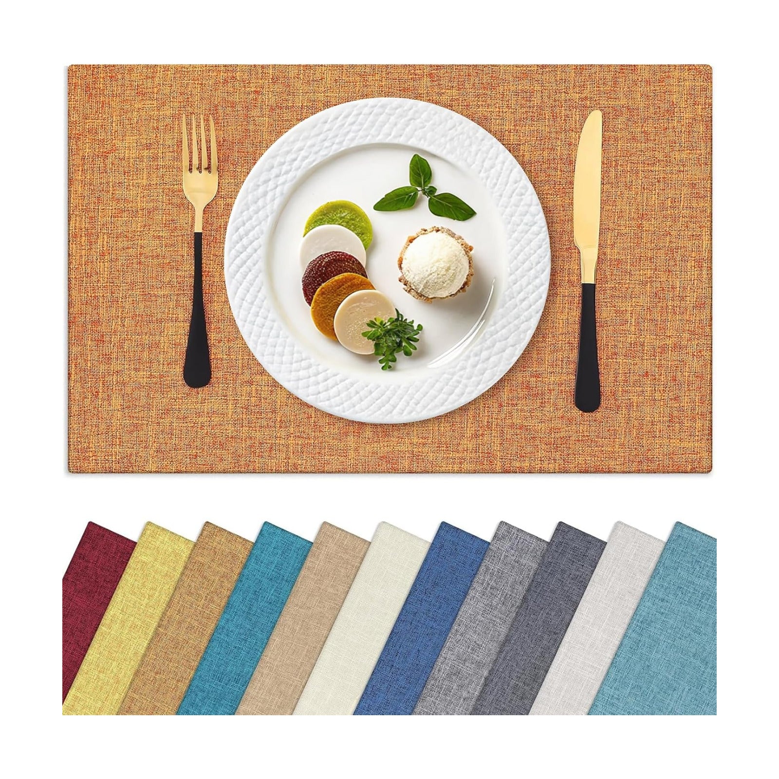 Homaxy Cloths Placemats for Dining Table Set of 6, 13" x 19", Orange | Heat Resistant, Washable, Cotton Linen Blend