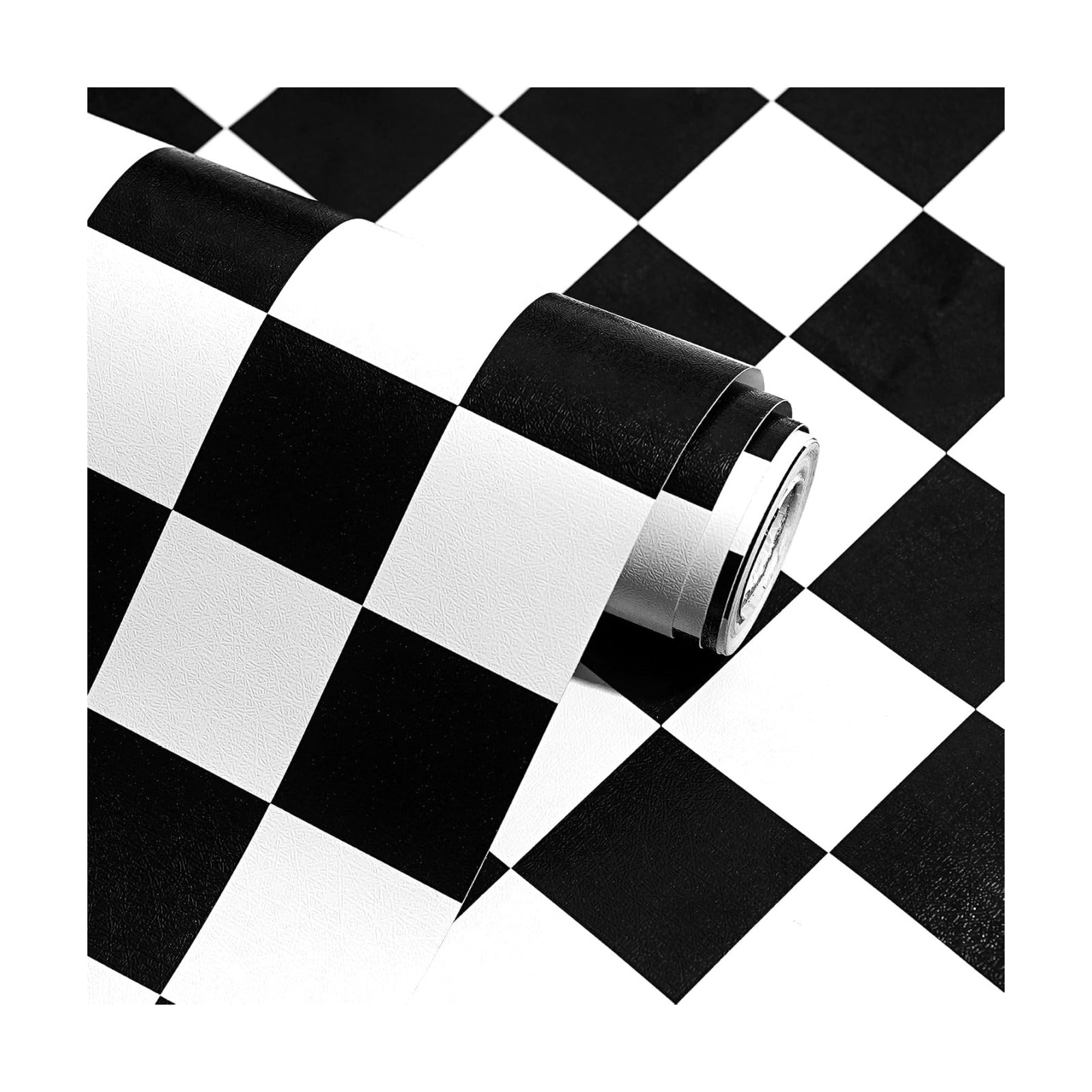 Modern Peel and Stick Wallpaper and White Mosaic Checkered Contact Paper " Self / 17.7 x 197 / Black