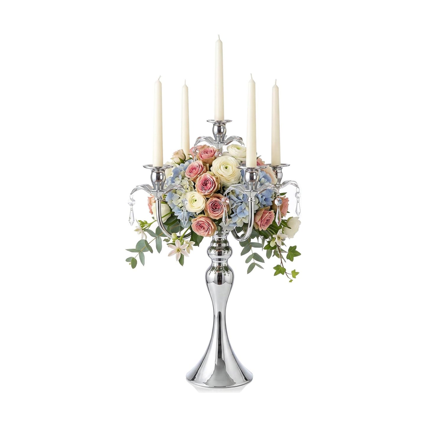 20.3'' Tall 5 Arm Candle Holder Centerpiece for Table, Metal Candelabra Candle Holder, Retro Candlestick Table
