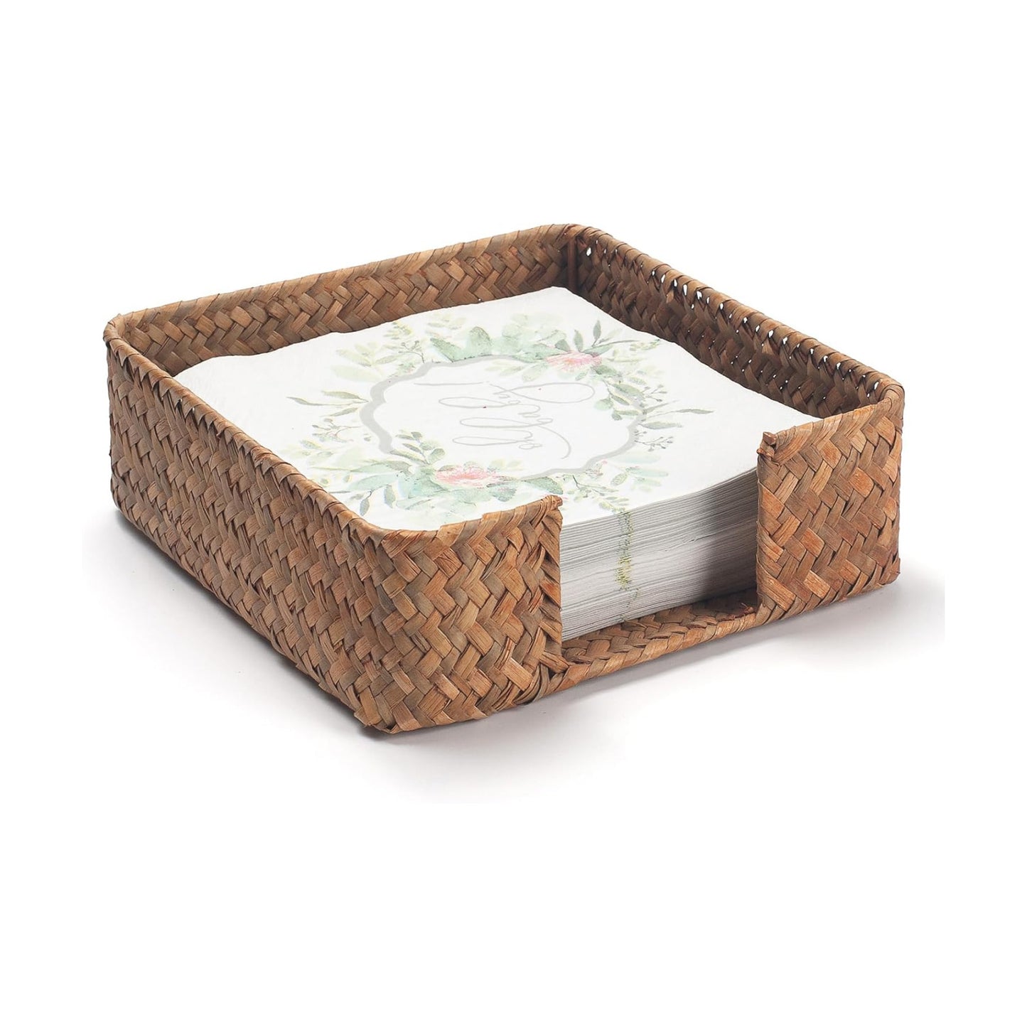 Seagrass Napkin Holder Woven Flat Napkin Basket Tray / Square / 7.5 x 7.5 x 2.5