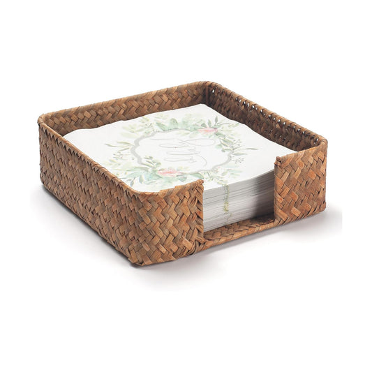 Seagrass Napkin Holder Woven Flat Napkin Basket Tray / Square / 7.5 x 7.5 x 2.5