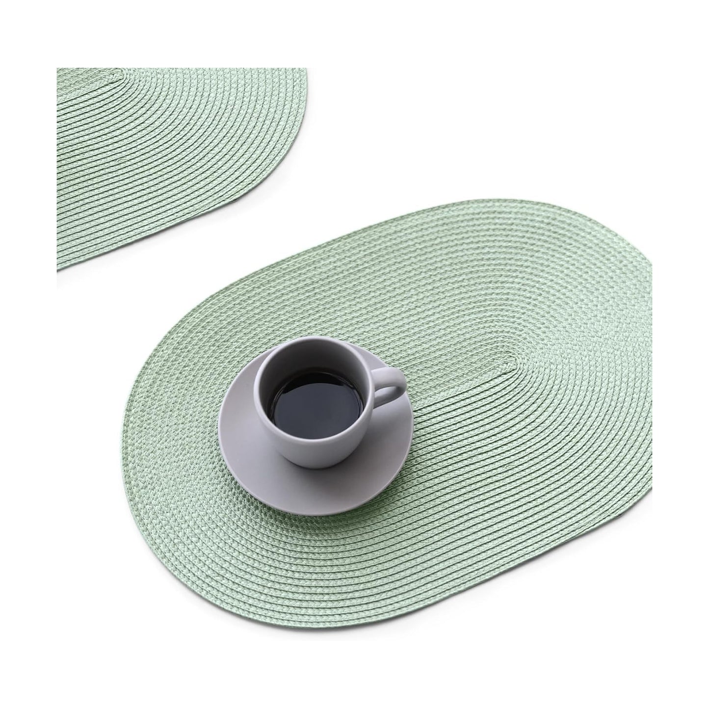 FunWheat Oval Braided Placemats Set of 8 Table Mats for Dining Tables Washable Heat Resistant Place Mats for Indoor