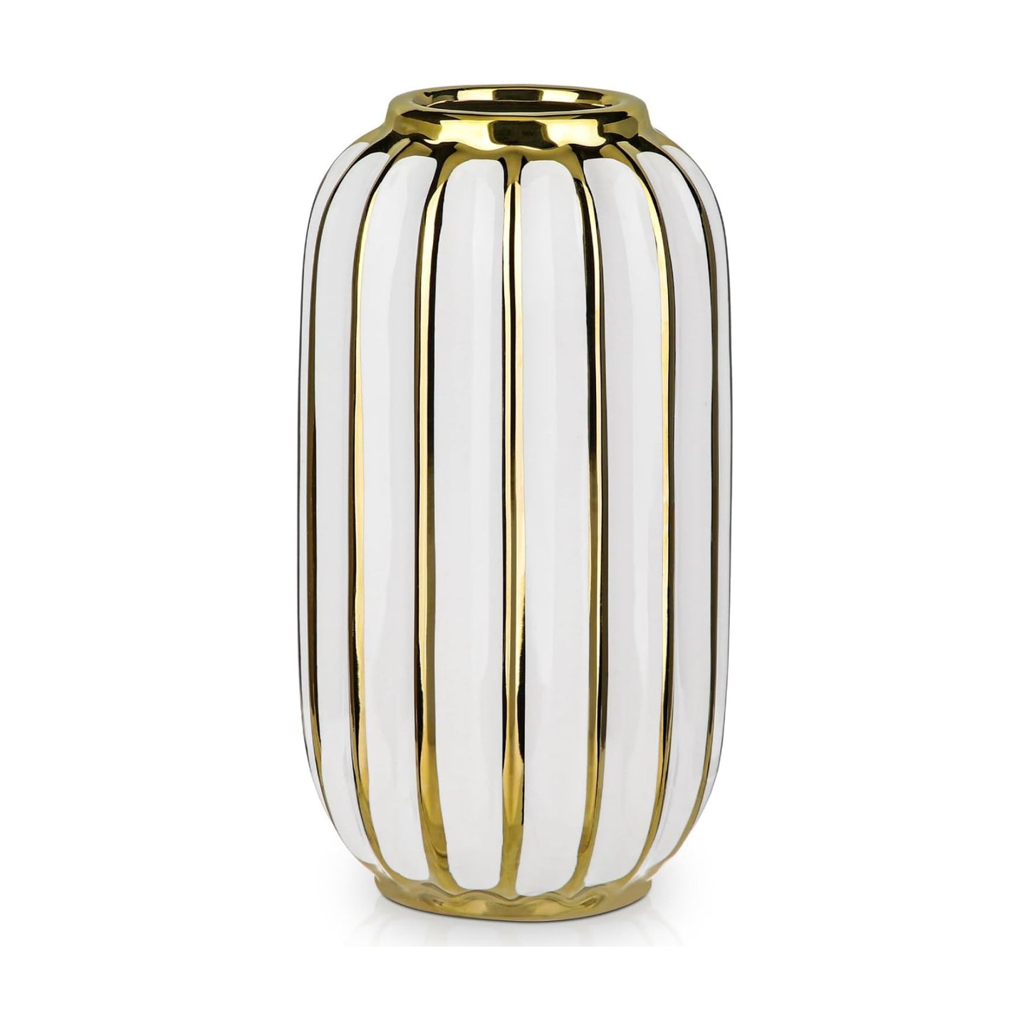 Gold Plated Lantern Ceramic Vase Home Decor Creative Design Porcelain Decorative / 8.66'' Tall-white