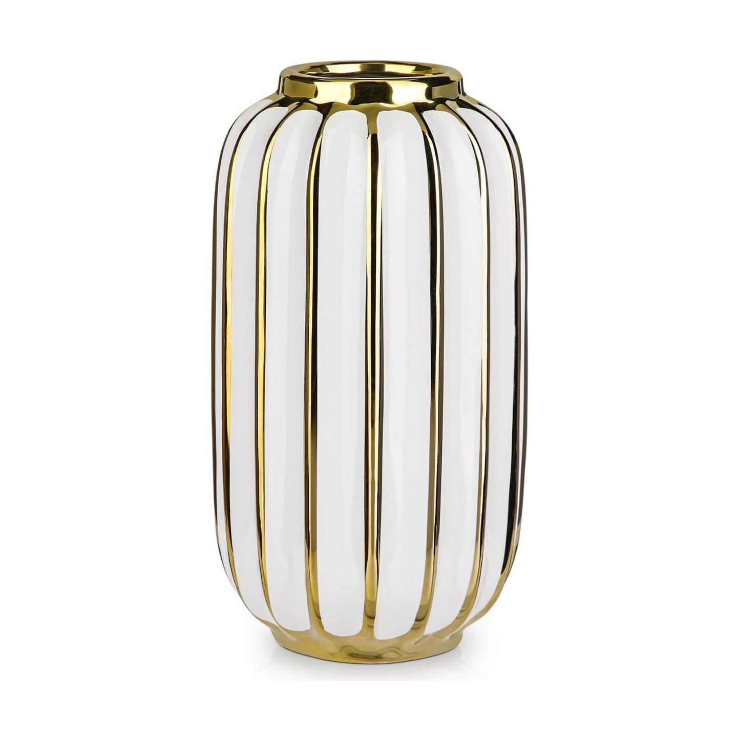 Gold Plated Lantern Ceramic Vase Home Decor Creative Design Porcelain / 11.02'' Tall-white