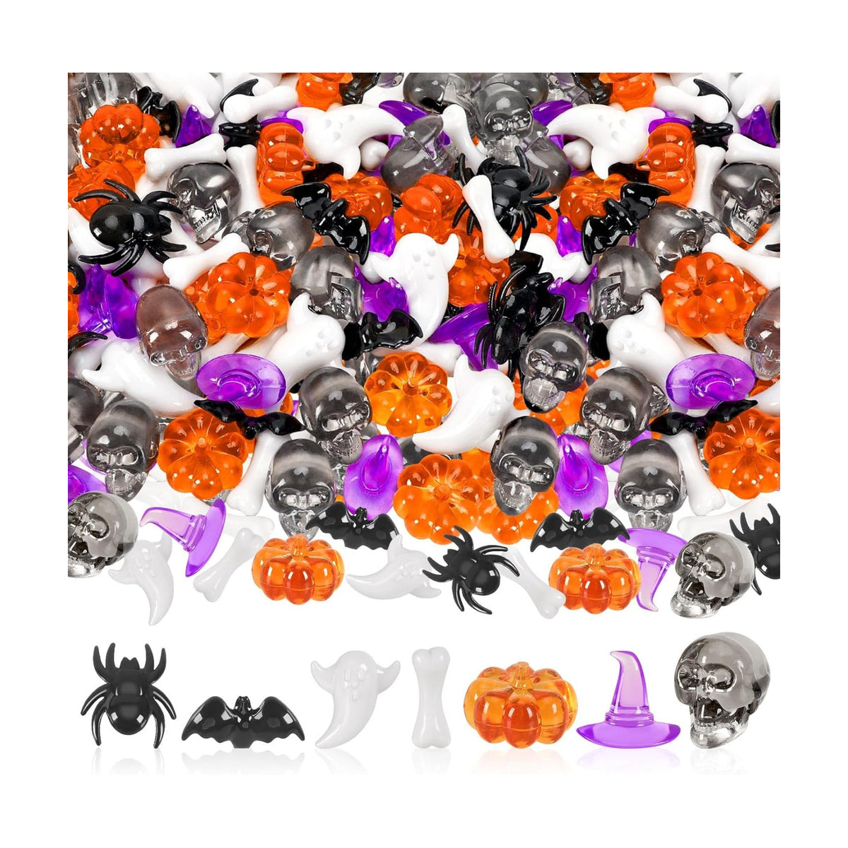 240pcs Halloween Vase Filler Pumpkin Ghost Bat Skull Witch Hats