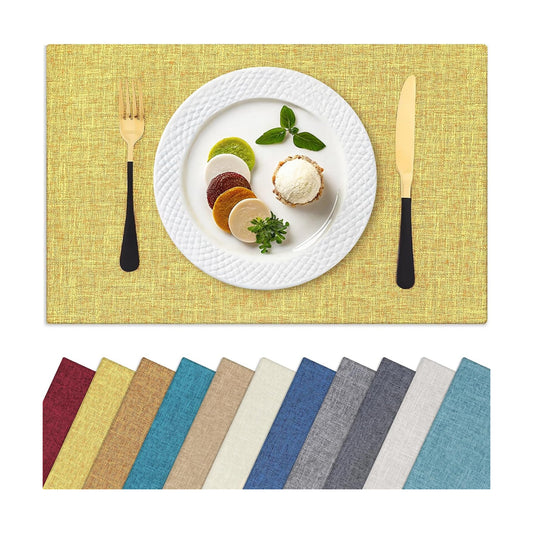 Homaxy Cloths Placemats for Dining Table Set of 8, 13" x 19",Mustard Yellow | Heat Resistant, Washable, Cotton Linen