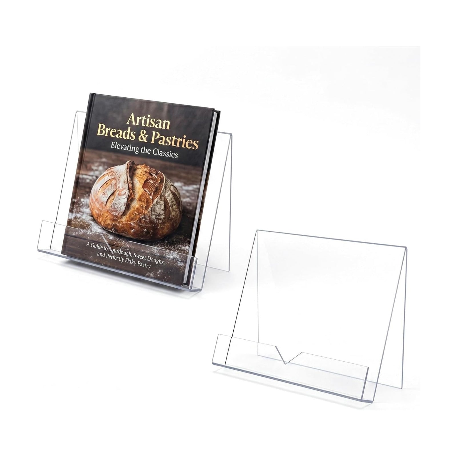 Modern 4 mm Acrylic Cookbook Holder / Clear / 2 Stands / Set of 2