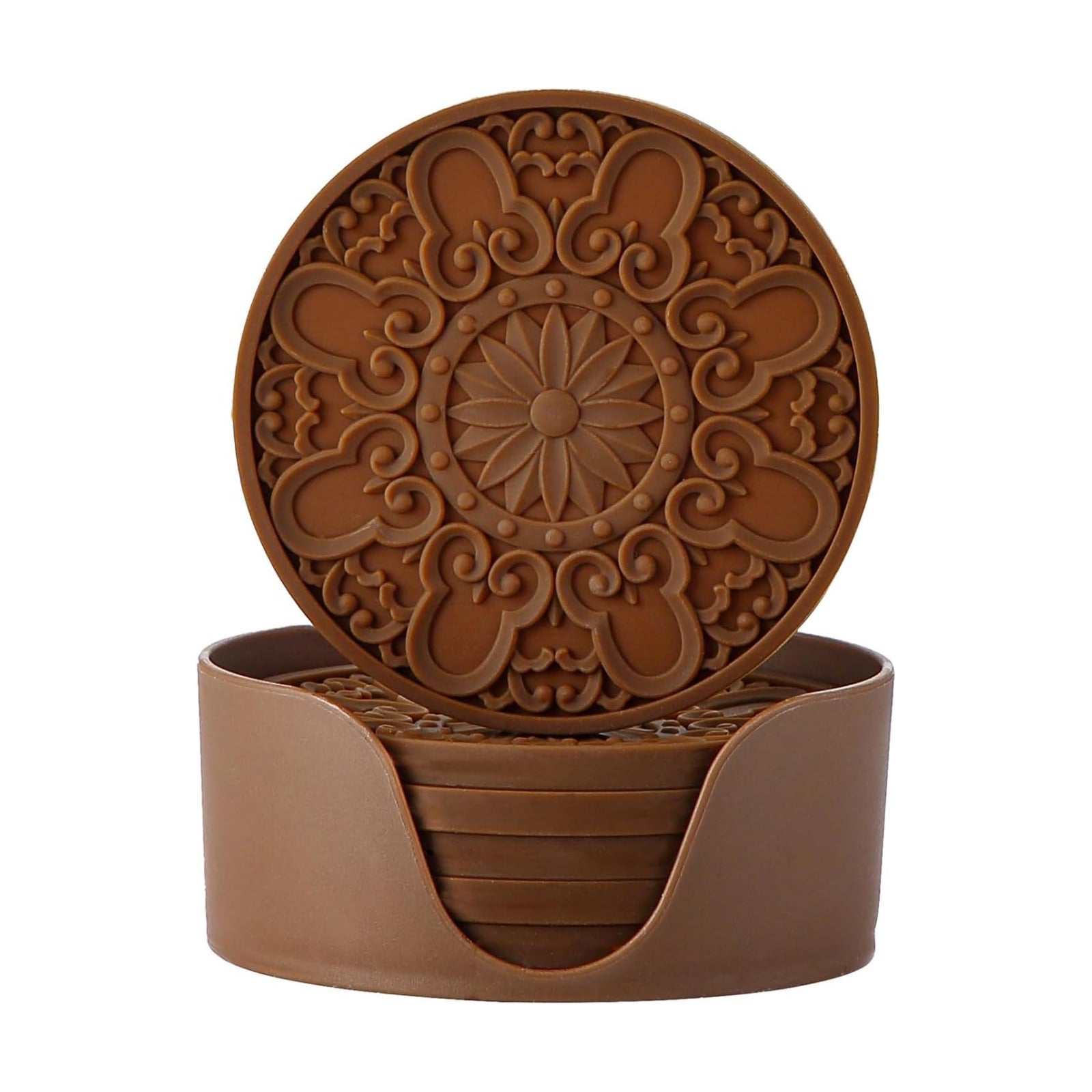 Holder / Non-Slip Cup Mats for Hot and Cold Drinks / Brown / Set of 6
