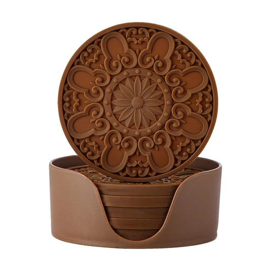 Holder / Non-Slip Cup Mats for Hot and Cold Drinks / Brown / Set of 6